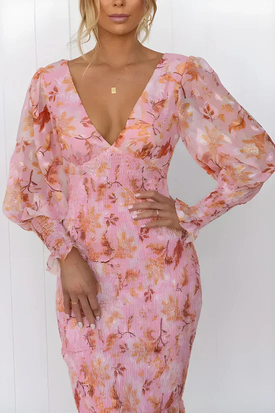 Nevara | Robe Midi Imprimé Floral