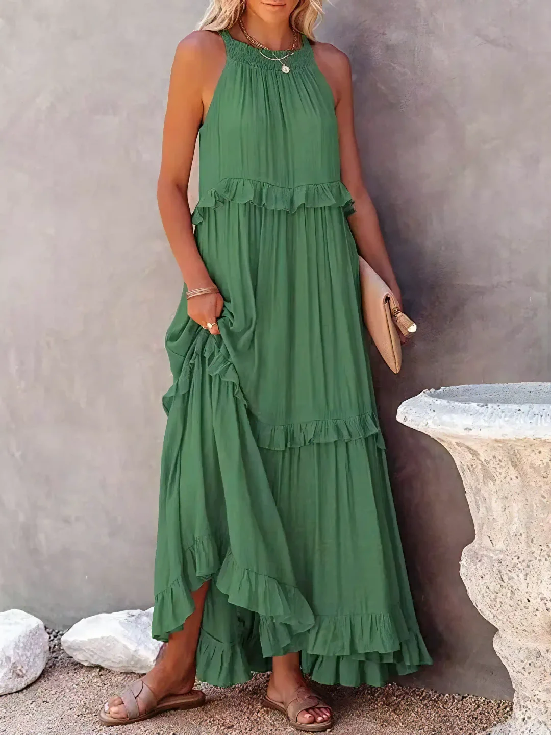 Mabel™ – Robe Longue Volants & Légèreté