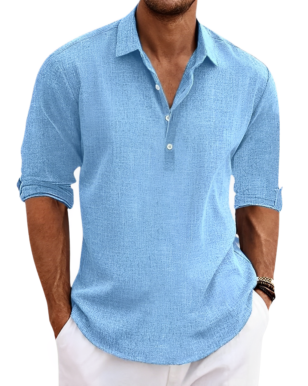 Pallogrino – Chemise en Lin à Boutons pour Homme – Look Estival Décontracté