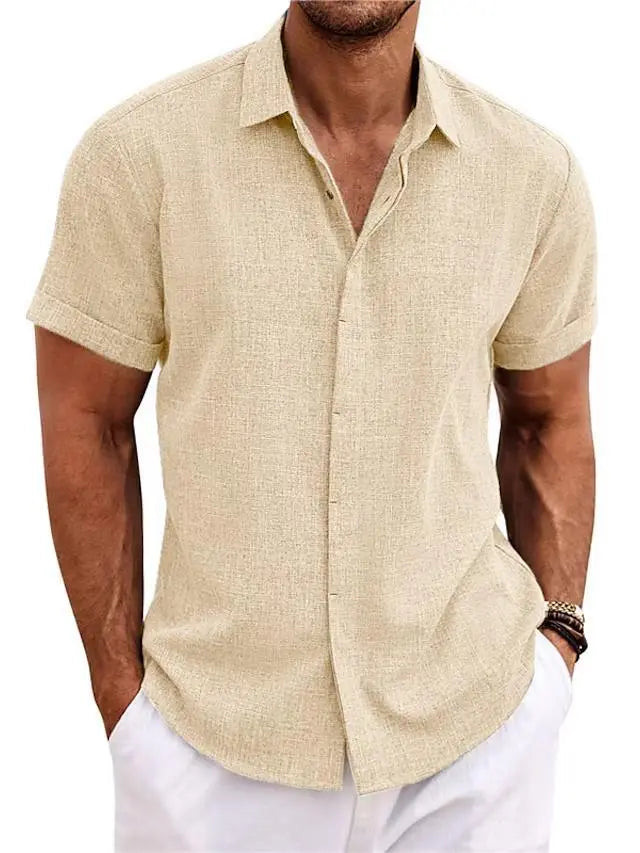 Pallogrino – Chemise en Lin à Boutons pour Homme – Look Estival Décontracté