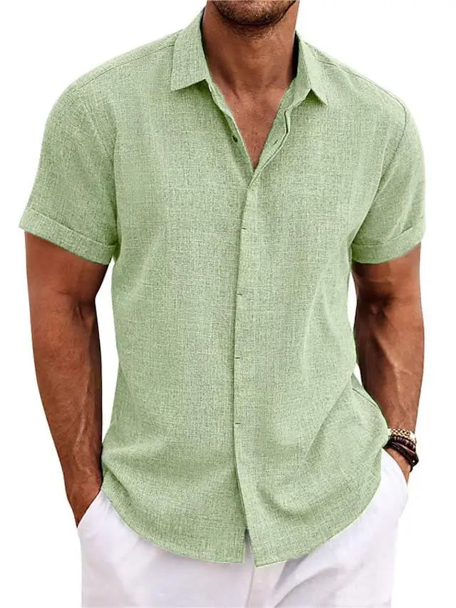 Pallogrino – Chemise en Lin à Boutons pour Homme – Look Estival Décontracté