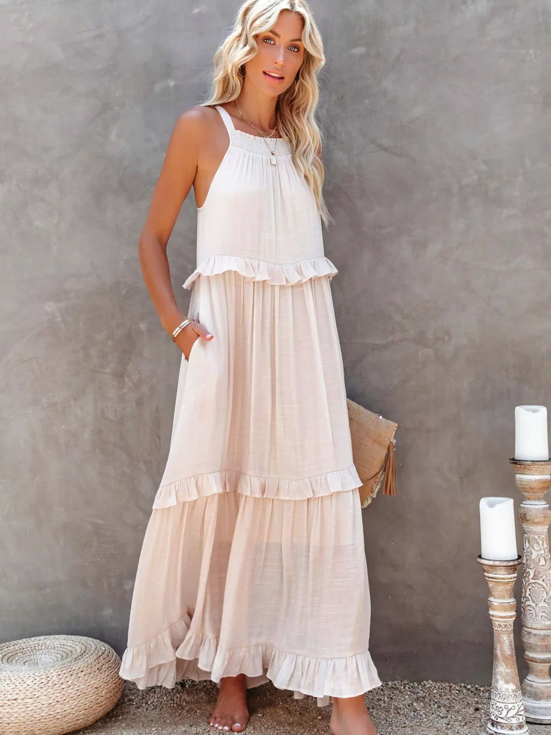 Mabel™ – Robe Longue Volants & Légèreté
