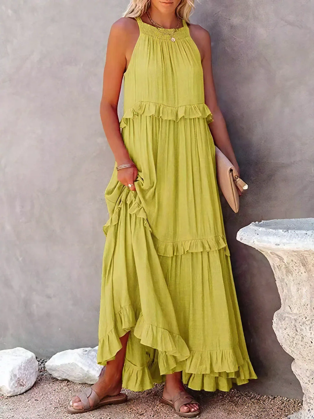 Mabel™ – Robe Longue Volants & Légèreté