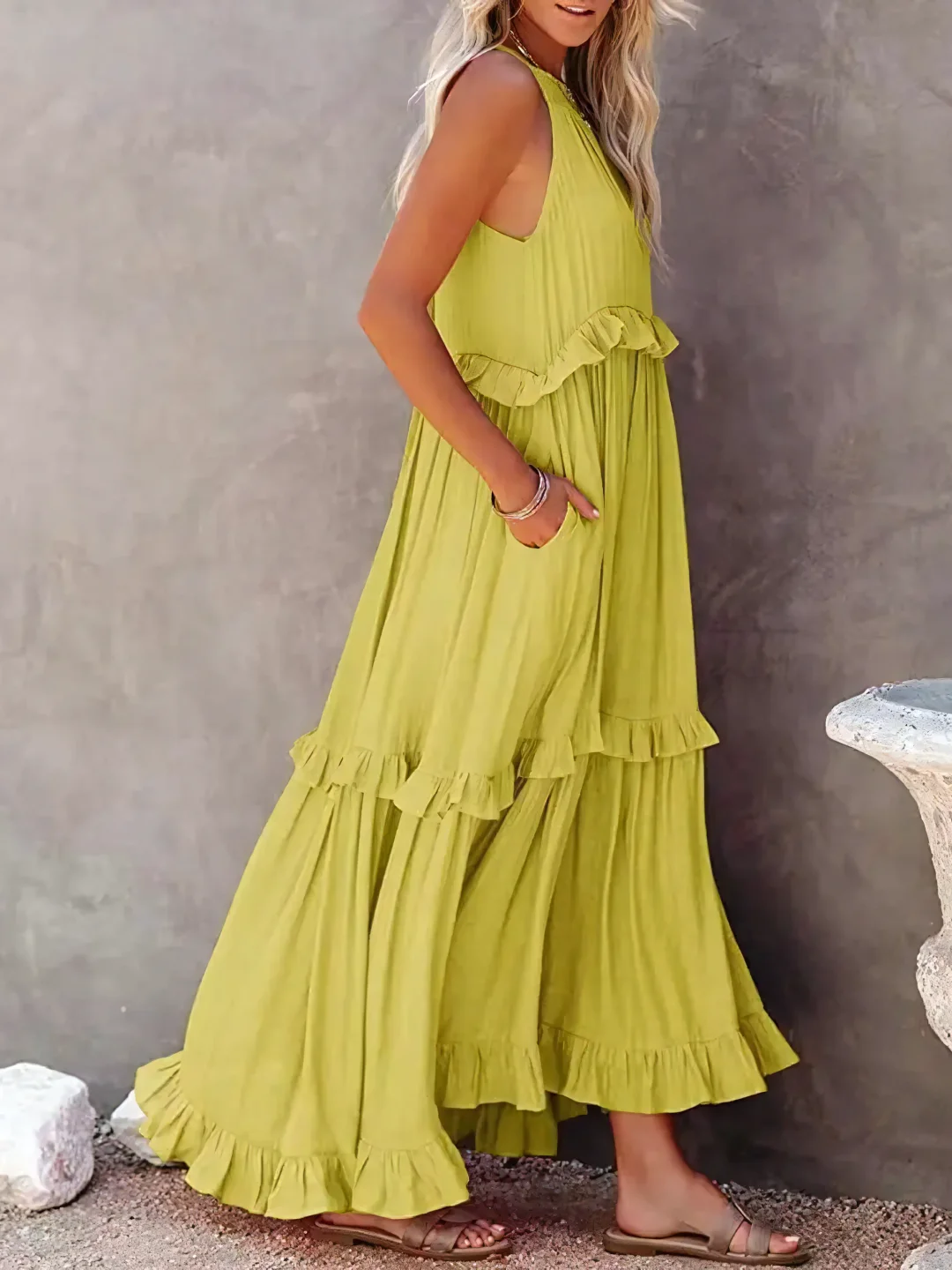 Mabel™ – Robe Longue Volants & Légèreté