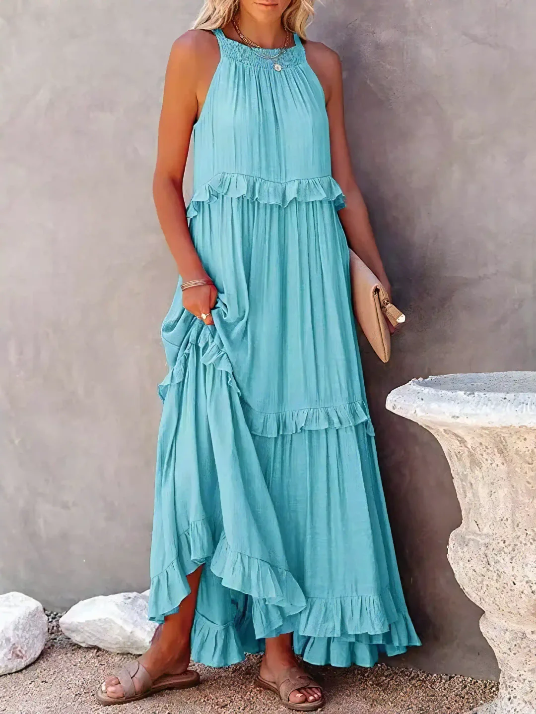 Mabel™ – Robe Longue Volants & Légèreté