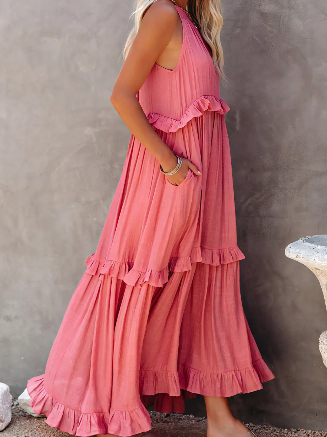 Mabel™ – Robe Longue Volants & Légèreté