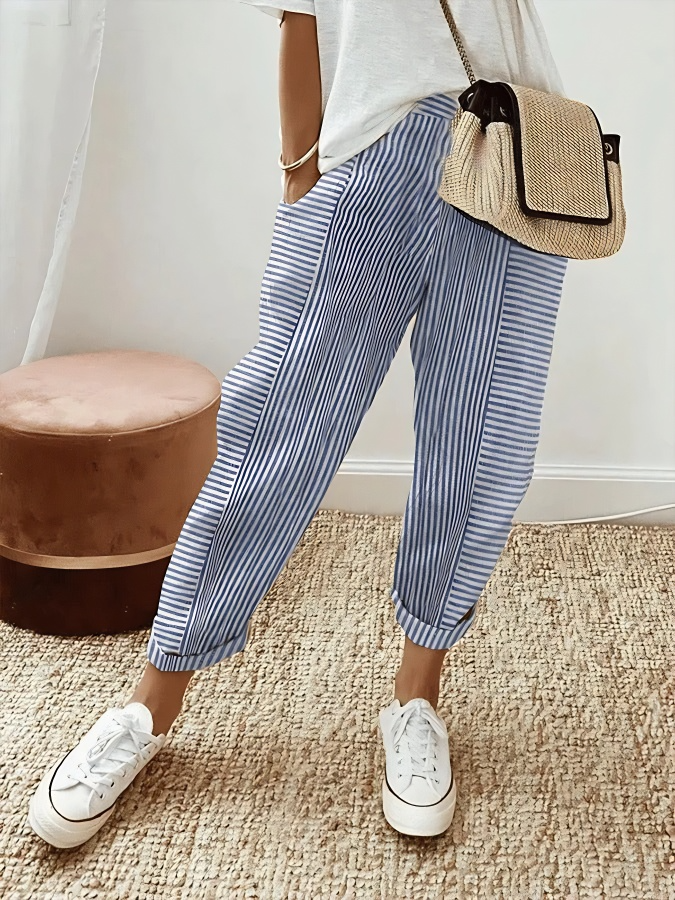 Camille – Pantalon Rayé Décontracté par Noirelle