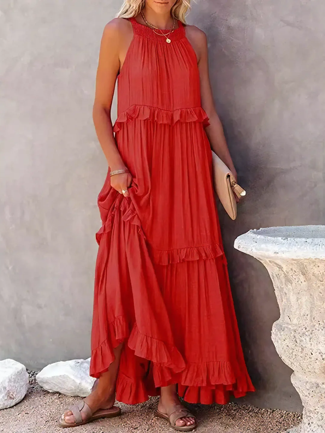 Mabel™ – Robe Longue Volants & Légèreté