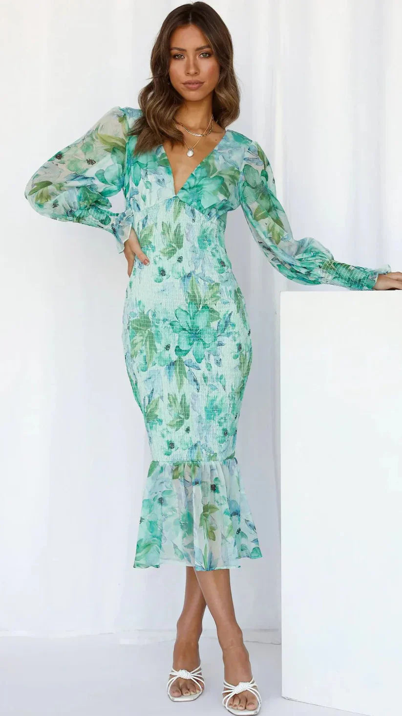 Nevara | Robe Midi Imprimé Floral