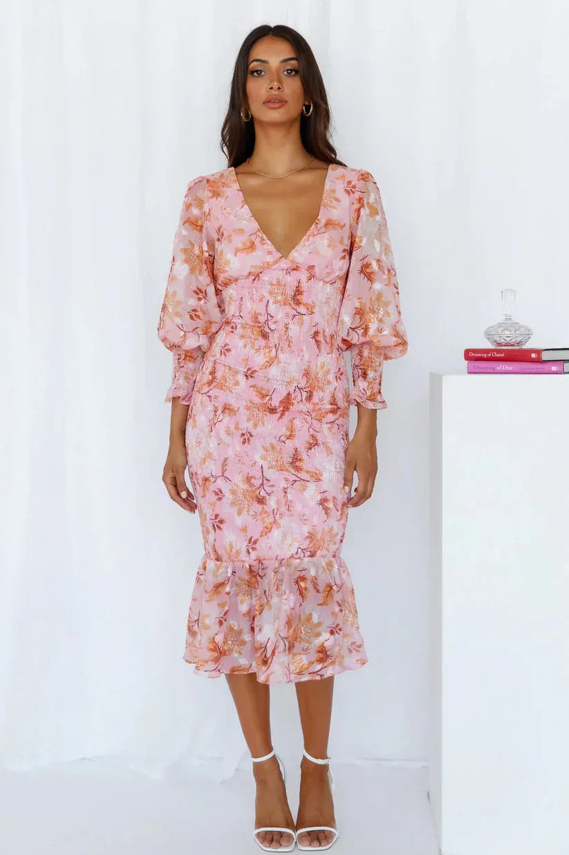 Nevara | Robe Midi Imprimé Floral
