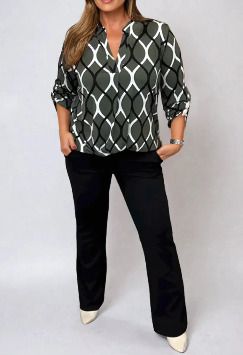 Par Noirelle | Blouse Décontractée à Manches Longues et Motif Élégant