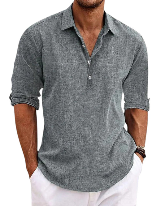 Pallogrino – Chemise en Lin à Boutons pour Homme – Look Estival Décontracté