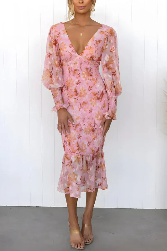 Nevara | Robe Midi Imprimé Floral