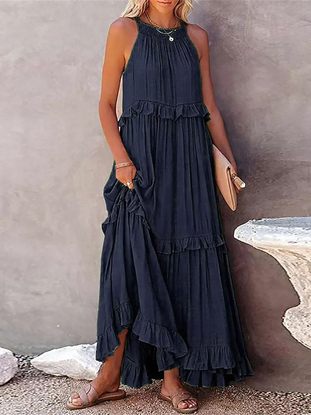 Mabel™ – Robe Longue Volants & Légèreté