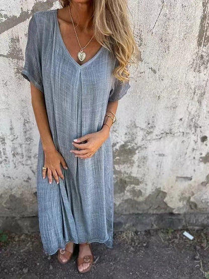 Naia – Robe Légère à Col en V en Coton et Lin