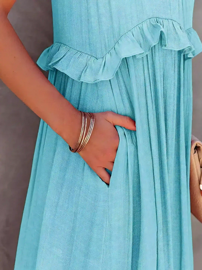 Mabel™ – Robe Longue Volants & Légèreté