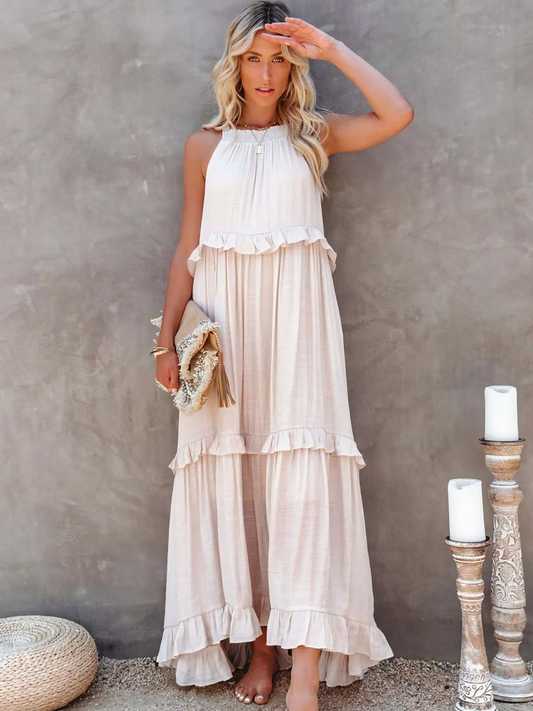 Mabel™ – Robe Longue Volants & Légèreté