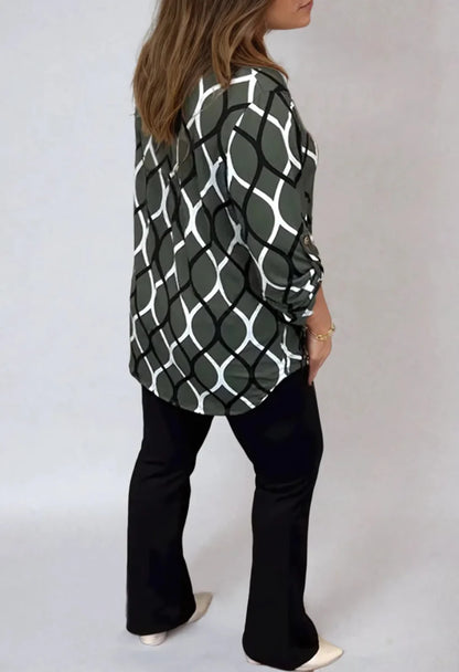 Par Noirelle | Blouse Décontractée à Manches Longues et Motif Élégant
